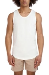 Goodlife Sunfaded Slub Scallop Tank Top In White