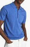 Reiss Ralphy Button Polo In Bright Blue
