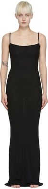 Skims Soft Lounge Ribbed Stretch-modal Maxi Slip Dress In Onyx