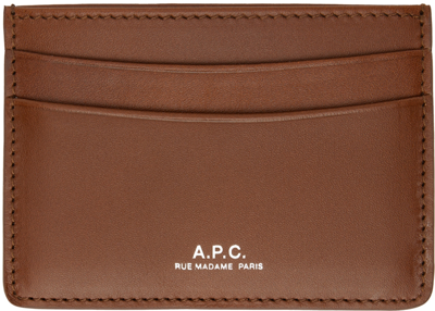 Apc Brown Andre Card Holder In Cad Noisette