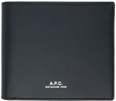 Apc Leather Billfold Wallet In Blue