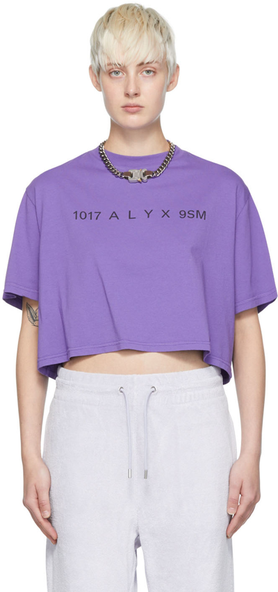 Alyx Logo Cropped Cotton Jersey T-shirt In Purple