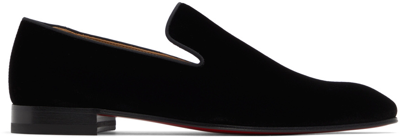 Christian Louboutin Dandelion Grosgrain-trimmed Velvet Loafers In Black
