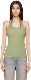 Re/done Khaki Hanes Edition Ribbed Tank Top In Green