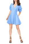 1.state Puff Sleeve Tiered Short Dress In Blue Iris