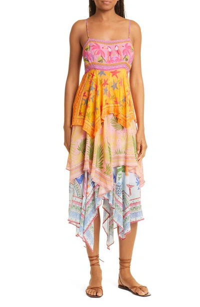 FARM RIO MIX SCARF PRINT TIERED SUNDRESS 