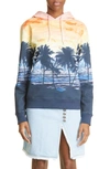 Rabanne Printed Organic Cotton-jersey Hoodie In Navy Sunset