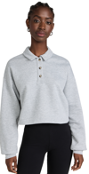 Alo Yoga Cropped Cotton-blend Jersey Sweatshirt In Athletic Heather Grey