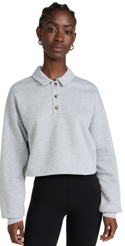 Alo Yoga Cropped Cotton-blend Jersey Sweatshirt In Gray