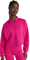 Alo Yoga Henley Polo Cropped Sweatshirt In Magenta Crush