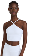 Alo Yoga Goddess Ribbed Cross Crop Top In White