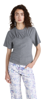 Isabel Marant Zazie Gathered Cotton T-shirt In Light Grey