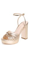 Loeffler Randall Women's Rivka 120mm Metallic Leather Knot Platform Sandals In Champagne