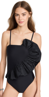 Tanya Taylor Sarita Ruffled Cutout One-piece Swimsuit In Black