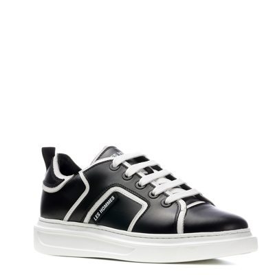 Les Hommes Men's Two-tone Leather Low-top Trainers In Black