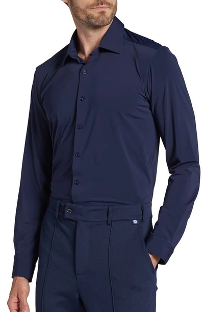 Pino By Pinoporte Luciano Button Front Shirt In Navy