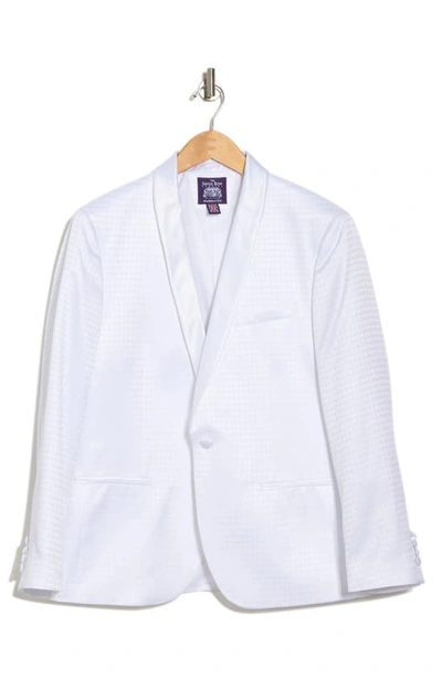 Savile Row Co Varick White Jacquard One Button Shawl Collar Dinner Jacket