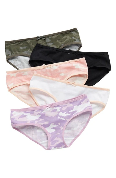 Nordstrom Rack Kids' Hipster Cut Panties In Girl Camo Pack