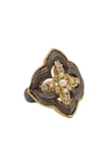 Armenta Old World Pearl Scroll Ring In Silver
