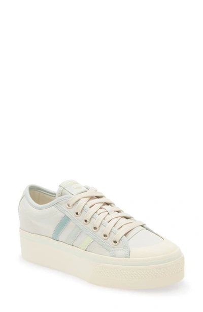 Adidas Originals Nizza Platform Sneakers In Cream White And Lime In Cream White/ Lime/ Chalk White