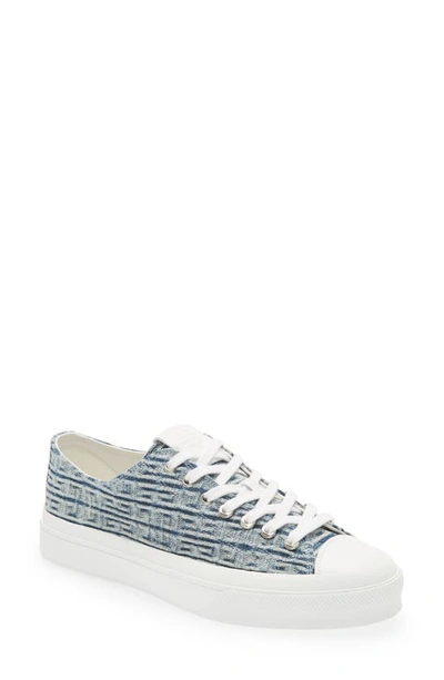 Givenchy City Logo-jacquard Denim Sneakers In Blue