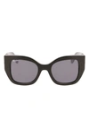 Ferragamo Gancini 51mm Gradient Modified Rectangular Sunglasses In Black/gray