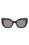 Ferragamo Gancini 51mm Gradient Modified Rectangular Sunglasses In Black