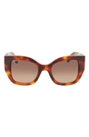 Ferragamo Gancini 51mm Gradient Modified Rectangular Sunglasses In Classic Tortoise