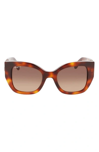 Ferragamo Gancini 51mm Gradient Modified Rectangular Sunglasses In Classic Tortoise
