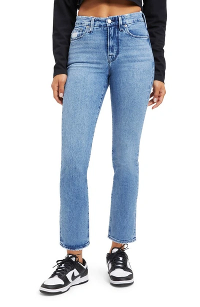 Good American Good Straight High Waist Ankle Straight Leg Organic Cotton Jeans In Indigo127