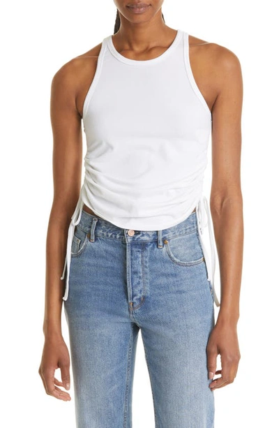 The Range Cinched Cotton-blend Tank Top In White
