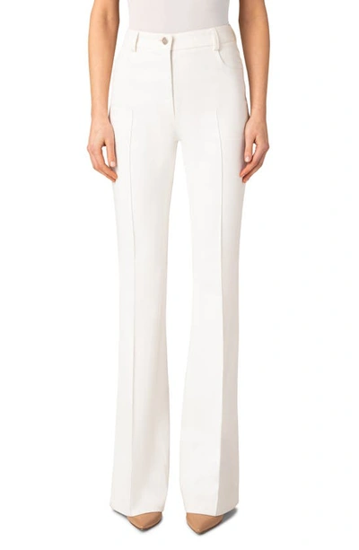 Akris Farid Double Face Cotton & Silk Blend Bootcut Pants In 012 Ecru