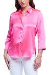 L Agence Dani Three-quarter Sleeve Silk Blouse In Rose