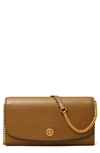 Tory Burch Robinson Leather Wallet On A Chain In Bistro Brown