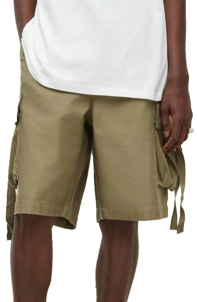 Allsaints Koma Pocket-detail Cotton Cargo Shorts In Washed Khaki G