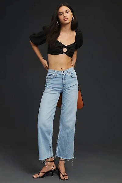 Askk Ny Mid-rise Wide-leg Crop Jeans In Blue