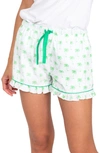 Sant And Abel Palm Tree Print Cotton Pajama Shorts In Green