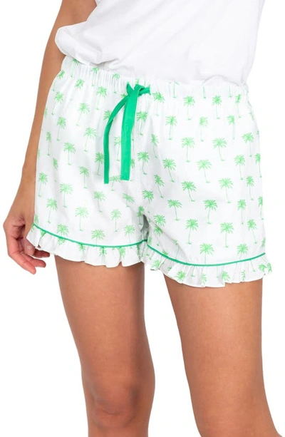 Sant And Abel Palm Tree Print Cotton Pajama Shorts In Green
