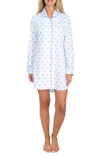 Sant And Abel Palm Tree Print Cotton Nightshirt In Blue