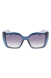 Ferragamo Gancini 55mm Gradient Rectangular Sunglasses In Transparent Blue