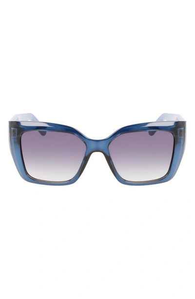 Ferragamo Gancini 55mm Gradient Rectangular Sunglasses In Transparent Blue
