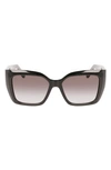 Ferragamo Rectangle Gancio Injection Plastic Sunglasses In Black/gray Gradient