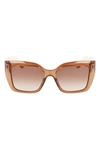 Ferragamo Gancini 55mm Gradient Rectangular Sunglasses In Transparent Brown