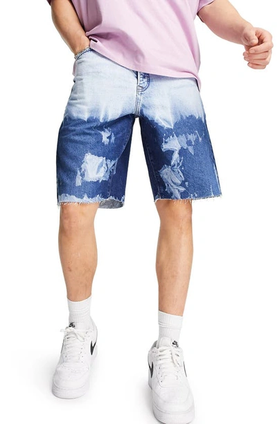 Topman Extreme Wash Slim Short In Mid Wash-blue