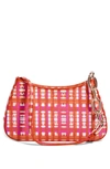 House Of Want Newbie Vegan Leather Shoulder Bag In Berry Plaid