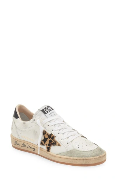 Golden Goose Ballstar Mixed Leather Low-top Sneakers In White/ice/beige Brown Leo