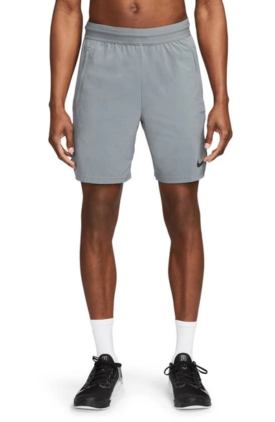 Nike Men's  Pro Dri-fit Flex Vent Max 8" Training Shorts In Smoke Grey/ Black