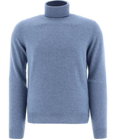 Malo Rollneck Knitted Jumper In Blue