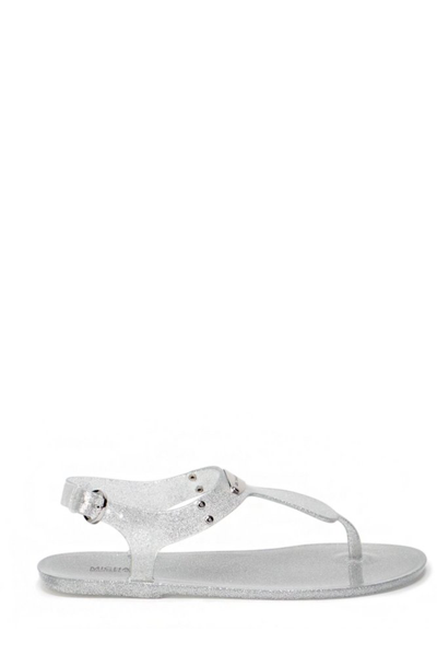 Michael Kors Mk Plate Jelly Silver Flat Sandal