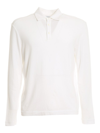 Malo Long Sleeved Jersey Polo Shirt In White